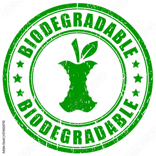 Biodegradable waste vector stamp