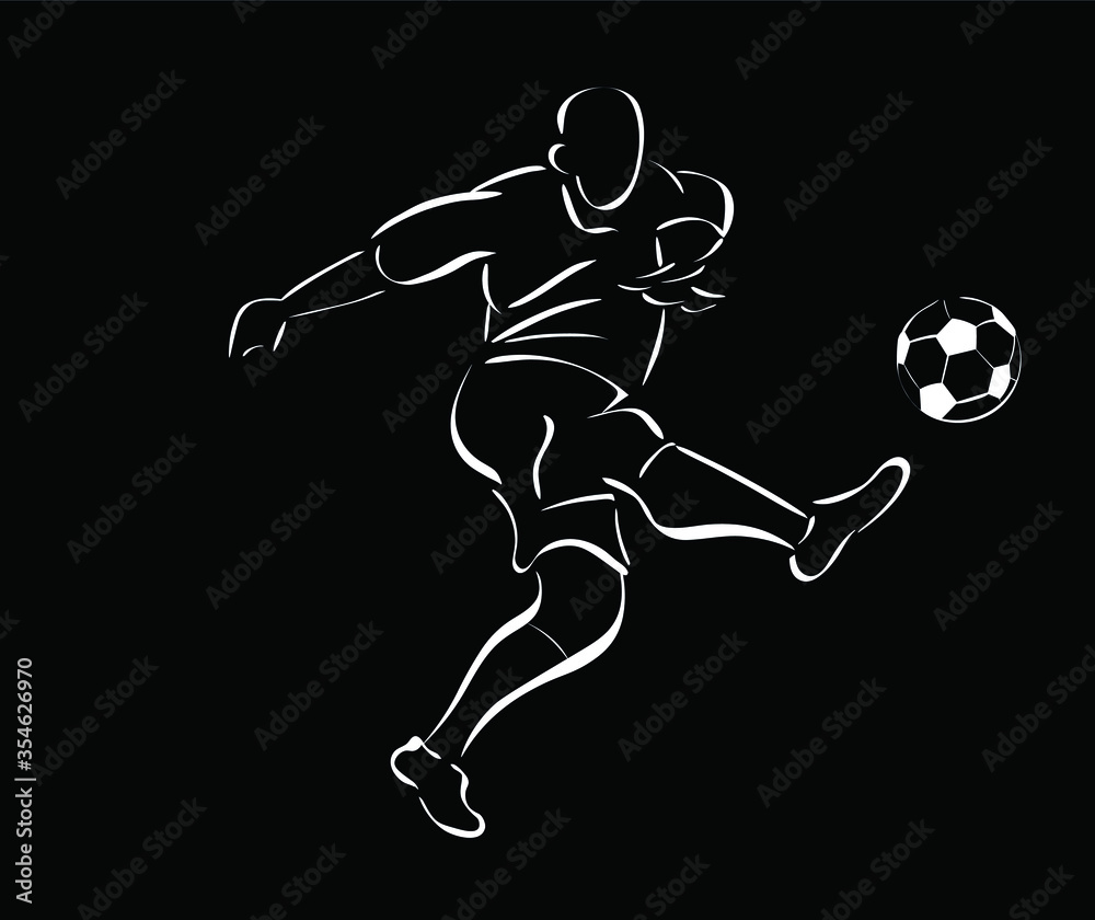 Football  , man vector chalk isolated design elements on black background. Concept  for logo, print, cards 