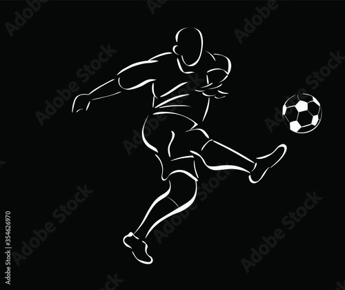 Football    man vector chalk isolated design elements on black background. Concept  for logo  print  cards 