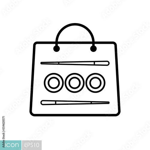 Sushi delivery vector icon. Bag for sushi delivery