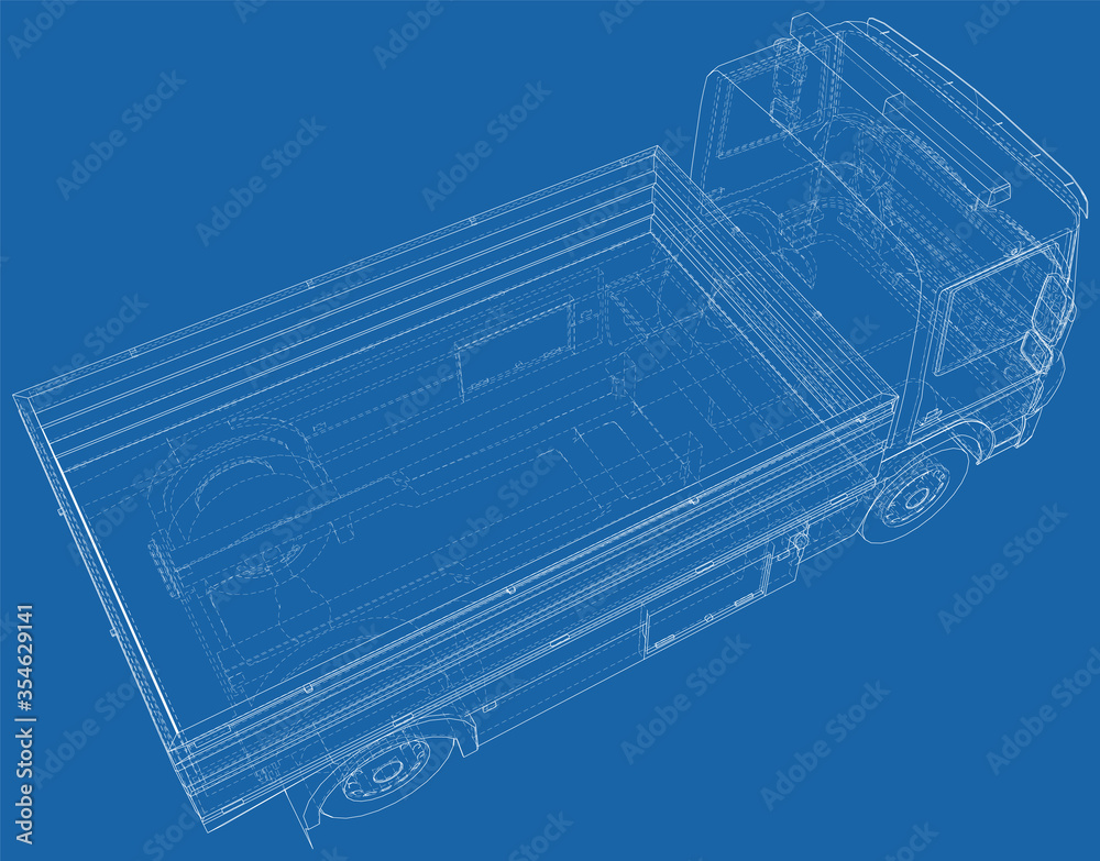 Flatbed truck. Vector Illustration of Flatbed truck. The layers of visible and invisible lines are separated. EPS10 format.