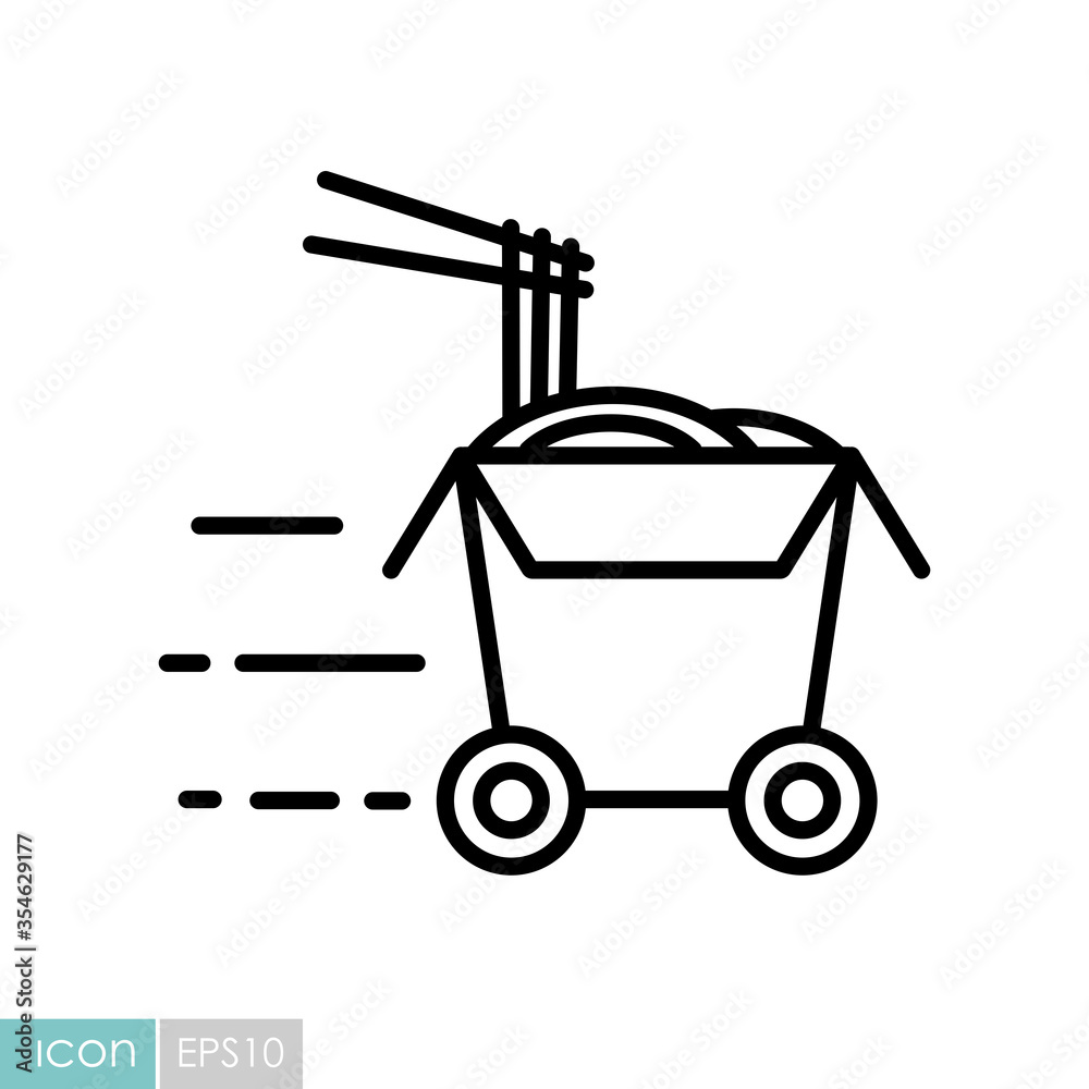Wheeled wok box vector icon Wheeled wok box vector icon