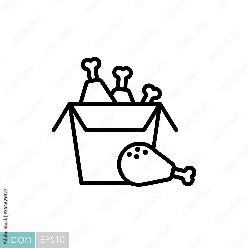 Fried chicken in the box vector icon Fried chicken in the box vector icon
