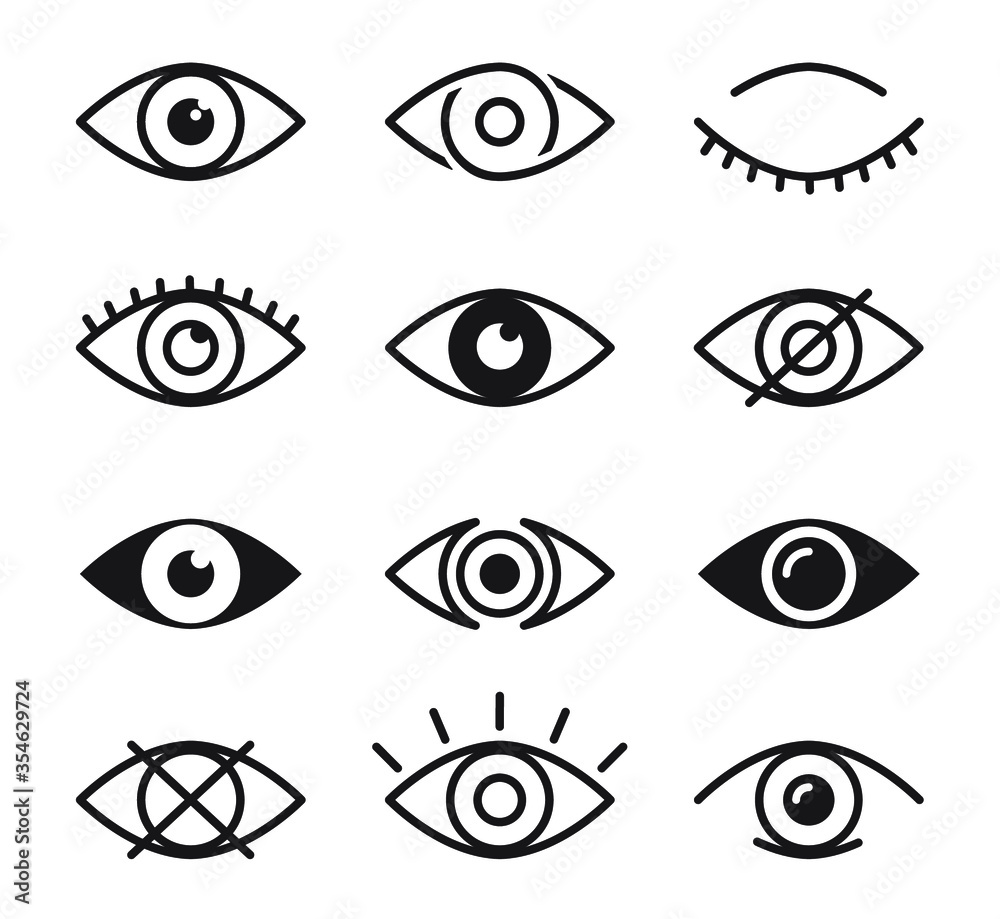 eye icons. abstract eye vector icon. graphic symbol for logo design or information objects. black and white shapes vector illustration