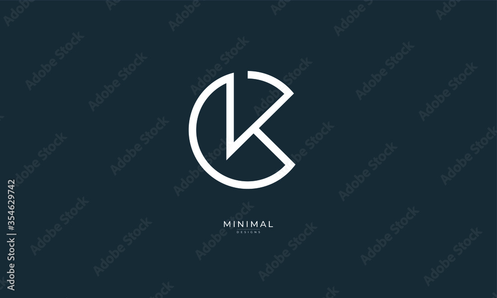 Alphabet letter icon logo CK or KC Alphabet letter icon logo CK or KC