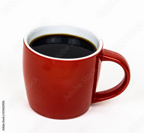 Red coffee mug isolated on white