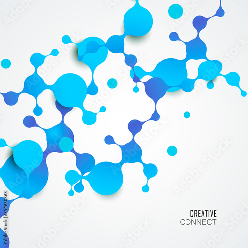 Abstract molecules structure with connect spherical particles. Vector illustration