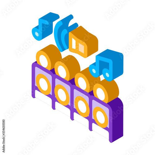 Human Silhouettes Singing Song Concert vector isometric sign. color isolated symbol illustration