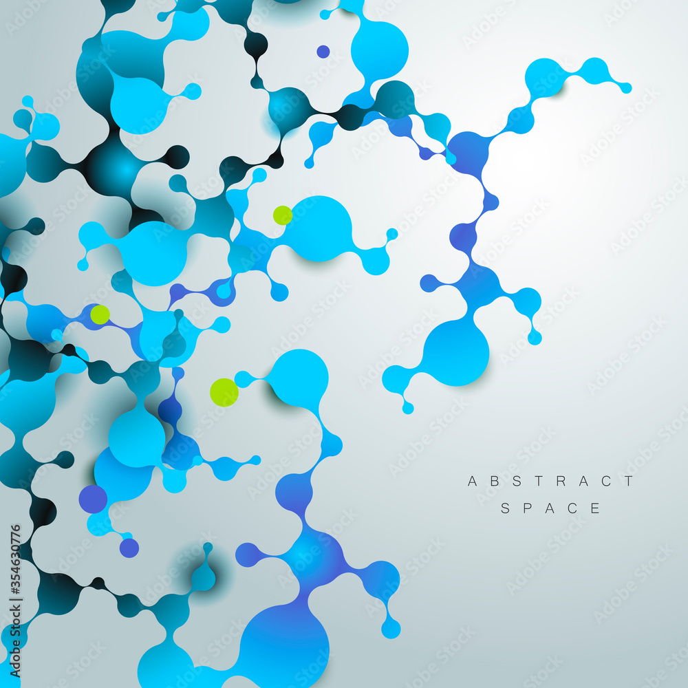 Abstract molecules structure with connect spherical particles. Vector ...