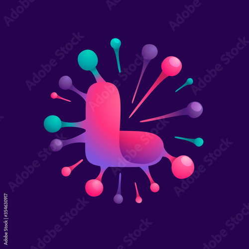 L letter vibrant virus logo with circle structure.