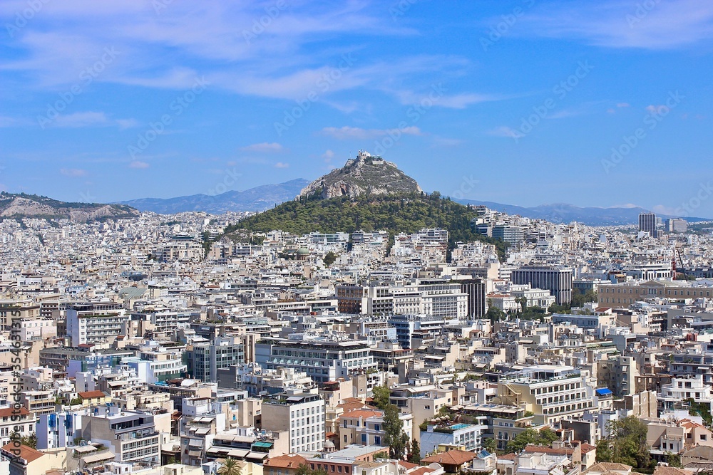 Aerial view of living houses in the city of Athens