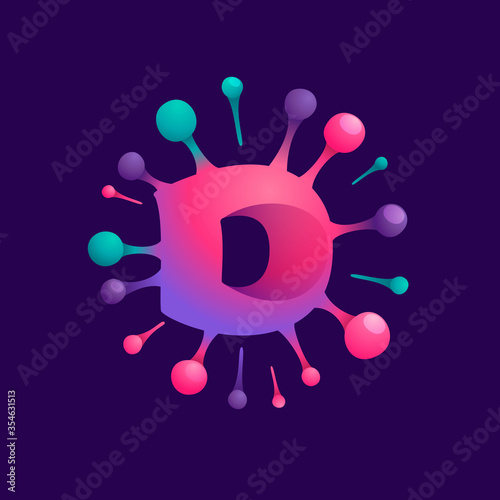 D letter vibrant virus logo with circle structure.