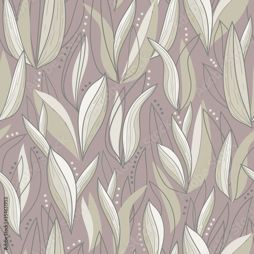 Vector nude leafes seamless pattern print background.