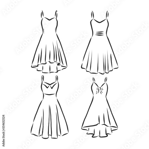 Fashion illustration vector. Women dress . summer dress  vector sketch illustration