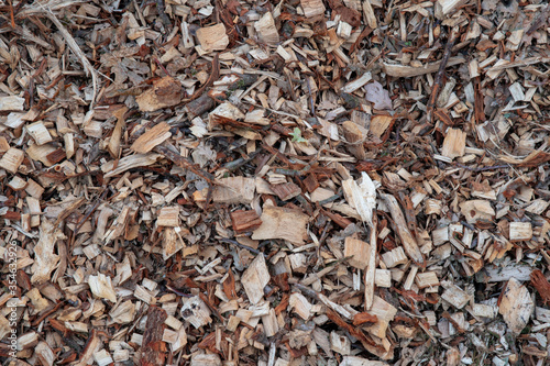 organic mulch background with wood chips bark and leaves