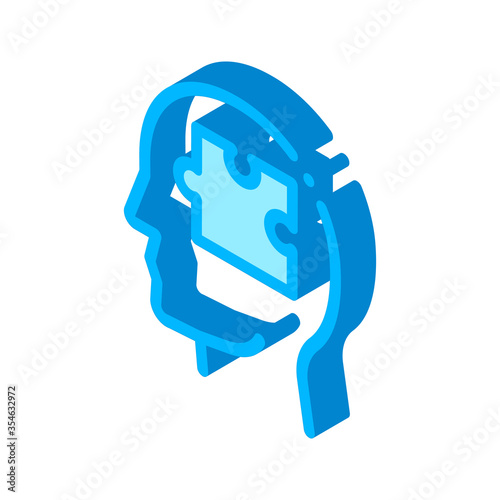 Puzzle Detail In Man Silhouette Mind vector isometric sign. color isolated symbol illustration