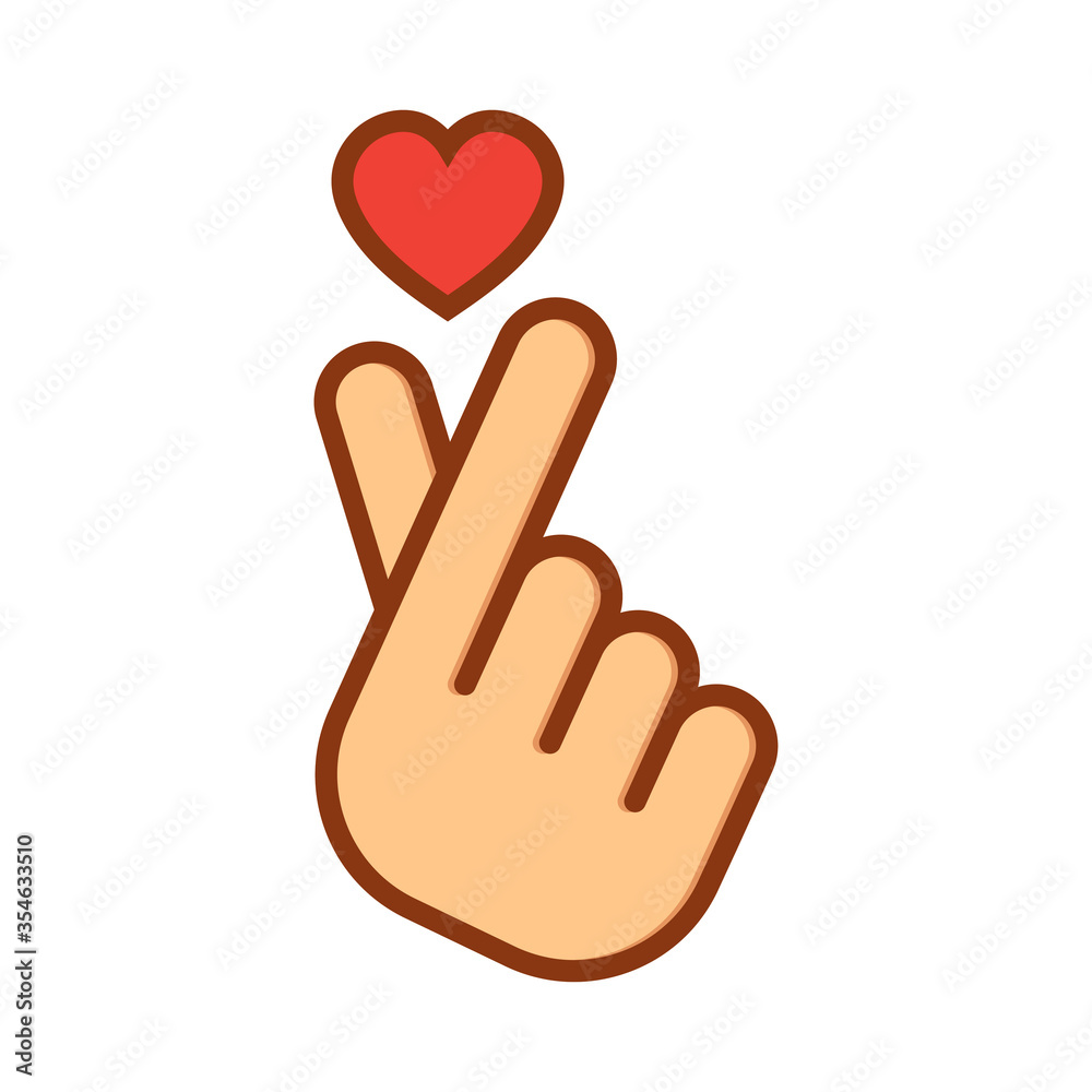 Korean love sign. Hand folded into a heart symbol. Korean love sign. Hand folded into a heart symbol.