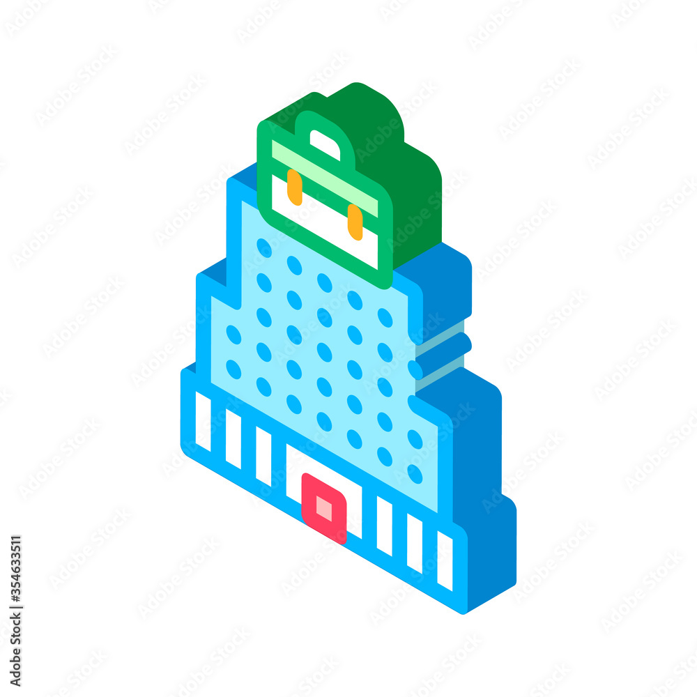 Building Skyscraper Business Center vector isometric sign. color isolated symbol illustration