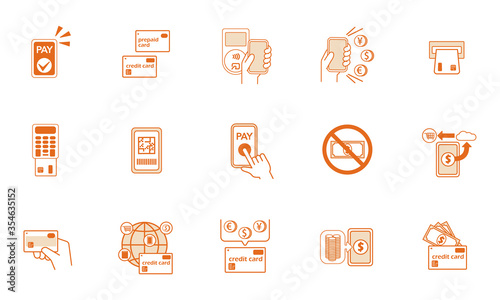 e-money,cashless smartphone icon set 