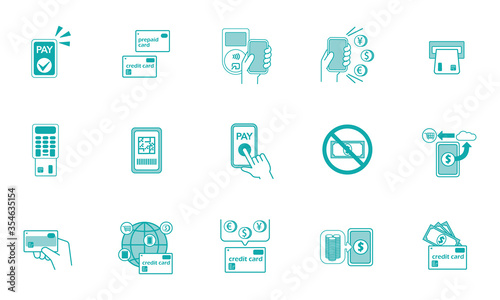e-money,cashless smartphone icon set 