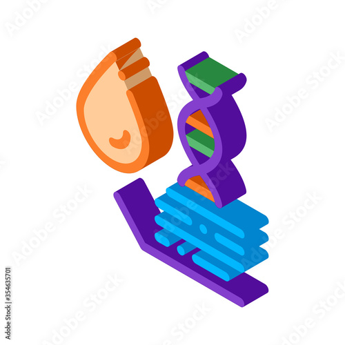 Molecule In Drop Water Biomaterial vector isometric sign. color isolated symbol illustration