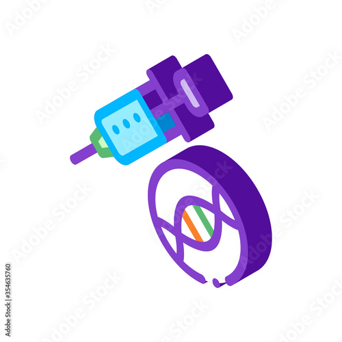 Syringe Injection Vaccine Biomaterial vector isometric sign. color isolated symbol illustration