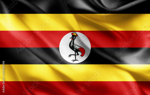 Free Download Uganda flag of silk -3D illustration - GFXLoad