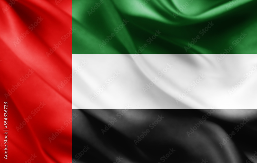 united arab emirates flag of silk -3D illustration