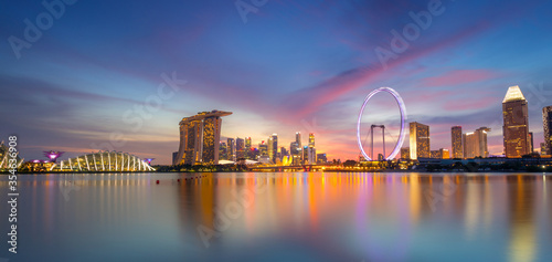Singapore Skyline panorama at evening sundown
