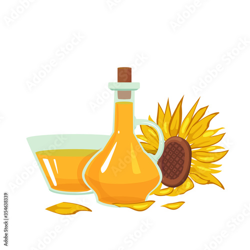 
set of cooking oil in glass bottles vector illustration