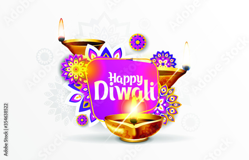 Vector illustration on the theme of the traditional celebration of happy diwali. Deepavali light and fire festival