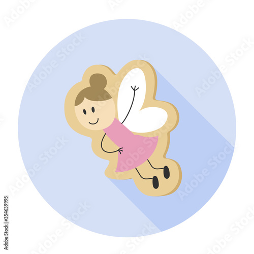 Icon gingerbread fairy  children s cute illustration on a blue background