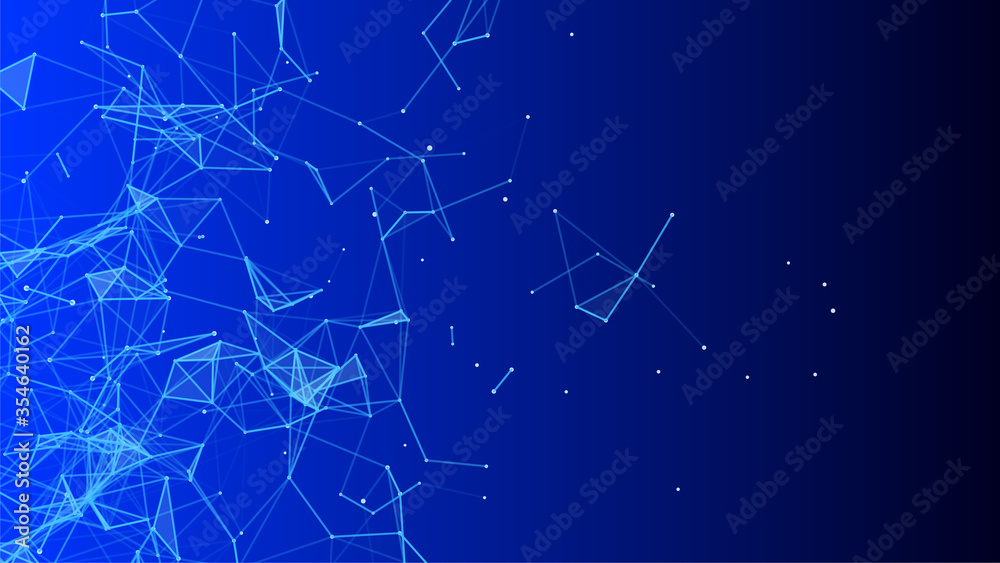 Abstract vector technology background. Network connection structure on blue background.