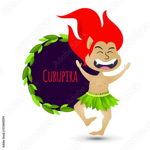 vector illustration the character of Brazilian legends and folklore stories, Curupira
