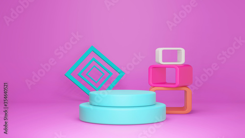 Abstract scene with geometrical forms, minimal abstract background, Mmockup for advertisement, pedestal . 3d render