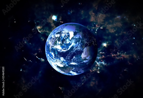 Fototapeta Naklejka Na Ścianę i Meble -  Abstract space background with earth. The elements of this image furnished by NASA.