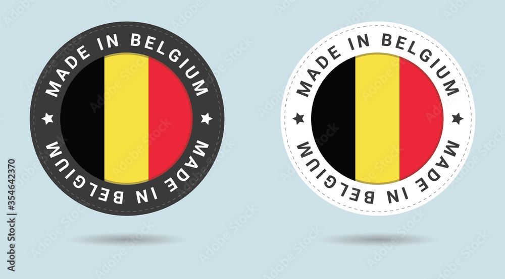 Set of two Belgian stickers. Made in Belgium. Simple icons with flags. Set of two Belgian stickers. Made in Belgium. Simple icons with flags.
