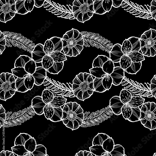 Wallpaper Mural Spring flowers seamless pattern. Elegant floral blossom background, romantic decoration. Torontodigital.ca