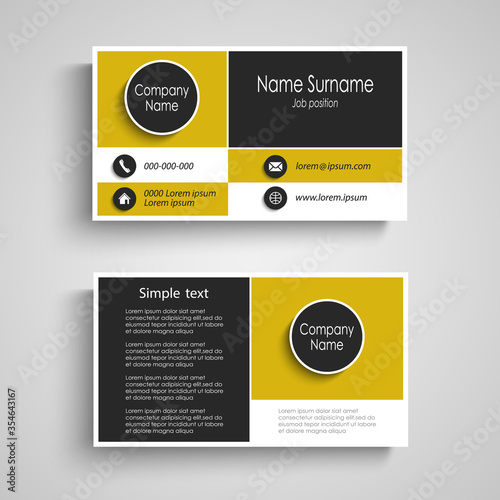 Business card with abstract stripes in yellow black white design