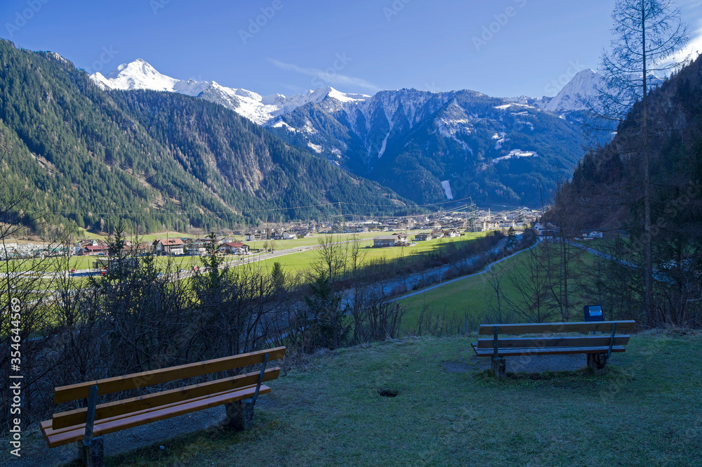 Valley in the Austrian Alps. Valley in the Austrian Alps.