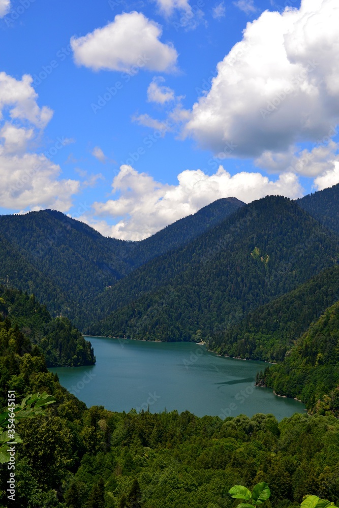 Abkhazia mountains Rizza lake mountain river