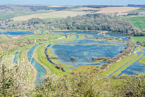 Views of Cucmere river near Seaford and Eastbourne, East Sussex from High and Over, footpath leading to Cuckmere Haven and Hope Gap beaches, country walks, selective focus