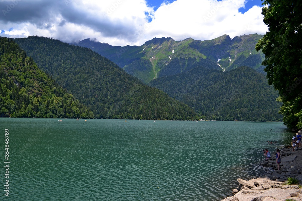 Abkhazia mountains Rizza lake mountain river