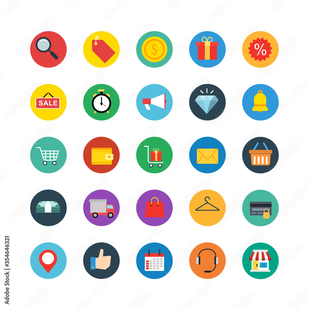 Online Shopping flat Icon Set Online Shopping flat Icon Set