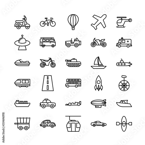 Transportations Outline Icon Set