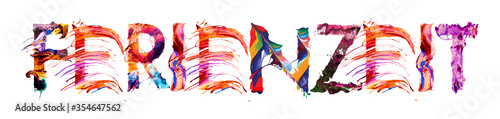 Ferienzeit Wort - Banner mit gemalten Buchstaben auf weißem Hintergrund