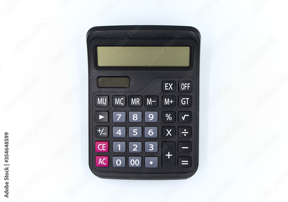 top view calculator digital black isolated white background top view calculator digital black isolated white background