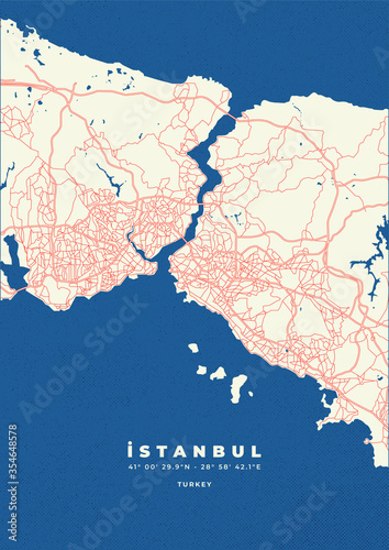 Fotografie, Obraz Istanbul city map vector poster