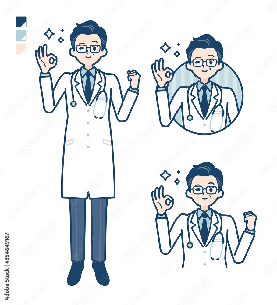 simple Doctor old man_OK-sign simple Doctor old man_OK-sign
