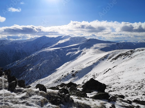 Amazing landscape in the mountains. Winter landscape.